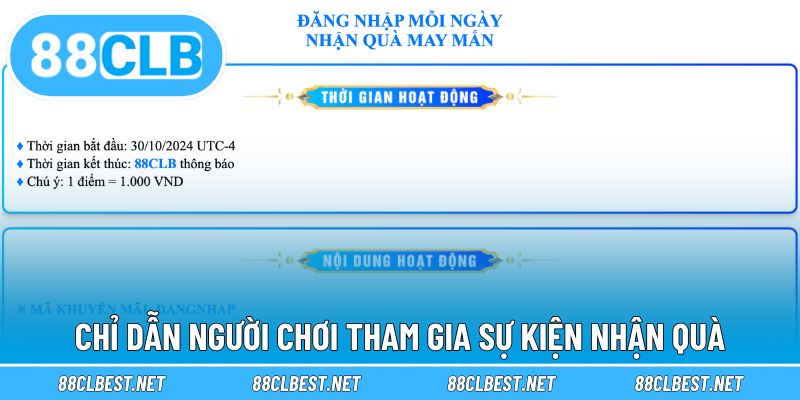Chỉ dẫn người chơi tham gia sự kiện nhận quà